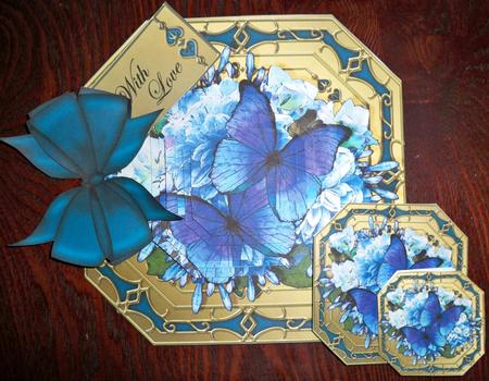 8x8 3D Butterflies & Flowers Pyramage Octagonal Floral Kit by Helen Gomm