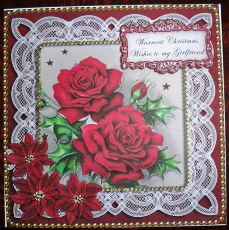 Red Roses Warm Wishes Girlfriend 8in Sentiment Topper by Helen Gomm