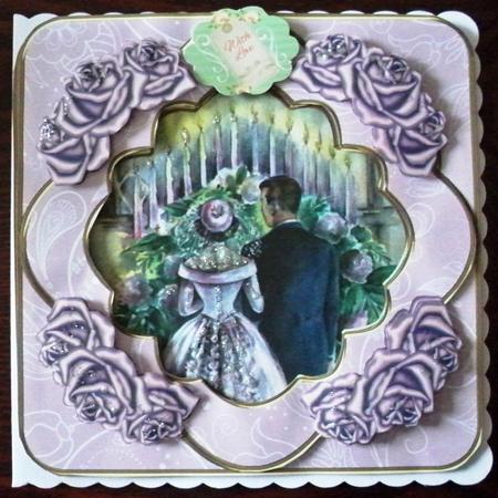 Wedding Couple Lilac Rose 8in Fancy 3D Decoupage Kit by Helen Gomm
