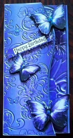 Butterfly Fold Back Card - Purple by Helen Gomm