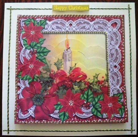 Christmas Candle Red Poinsettia 5in Scallop Bottom Stacker by Helen Gomm
