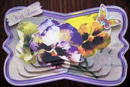 Beautiful Painted Pansies Shaped Card Mini Kit by Helen Gomm