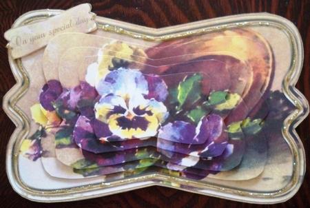 Beautiful Painted Pansies Shaped Card Mini Kit by Helen Gomm