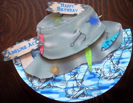 Gone Fishing Hat Topped Wobble Card Mini Kit by Helen Gomm