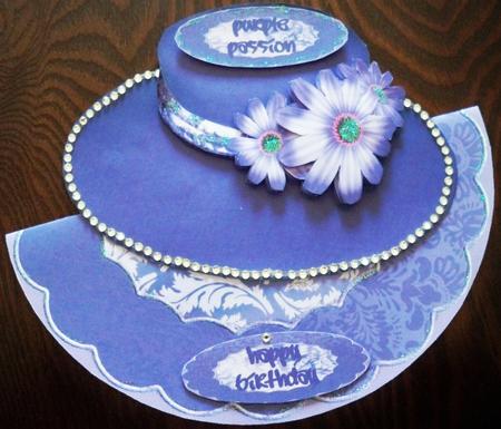 Purple Gerbera Hat Topped Wobble Card Mini Kit by Helen Gomm