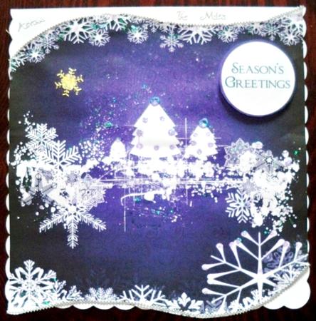 Snowflakes & Trees White Silhouette - Purple by Helen Gomm