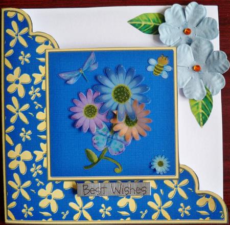 Gold Floral Cut and Fold Corner Card Plain Card Base by Helen Gomm