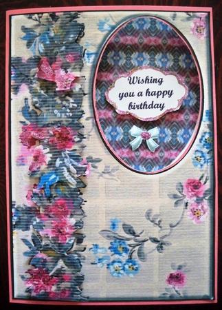 Pink & Blue Vintage Flowers Trendy Quick Card by Helen Gomm