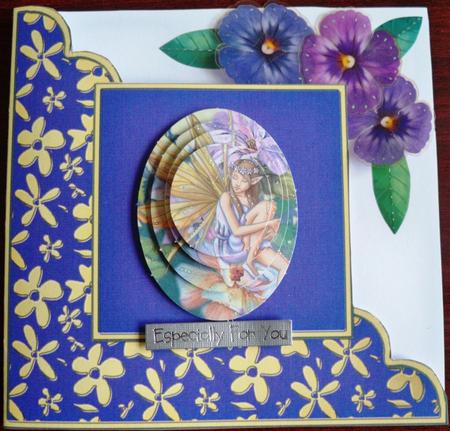 Gold Floral Cut and Fold Corner Card Plain Card Base by Helen Gomm