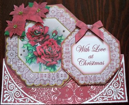 Red Roses Love at Christmas Double Octagon Card Kit by Helen Gomm