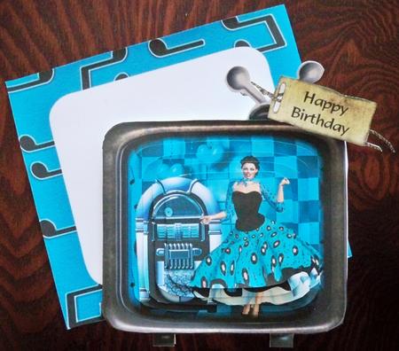 Retro Rock and Roll Television Shaped Card Kit by Helen Gomm