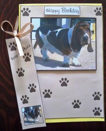 Bertie Basset with Bookmark by Helen Gomm