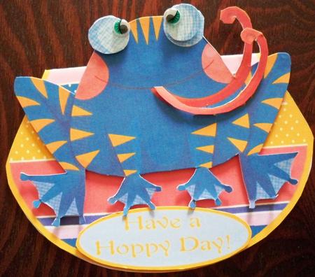 Blue Frog Wobble Card by Helen Gomm