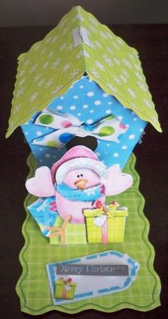Bird House Gift Box or Tree Ornament- Christmas Birds by Helen Gomm