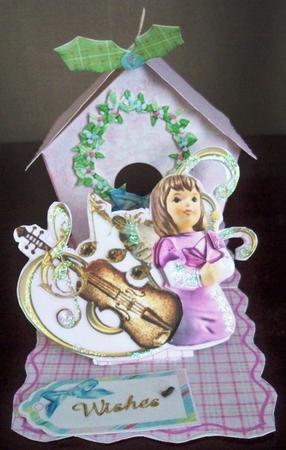 Bird House Gift Box or Tree Ornament- Pink Angel by Helen Gomm