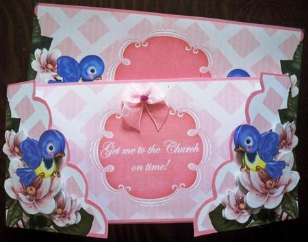 Pink Bluebirds Get Me to the Church 3D Lattice Card Kit by Helen Gomm