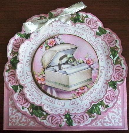 Pink Ring Box Wedding Day 3D Picture Doily C & E Kit by Helen Gomm