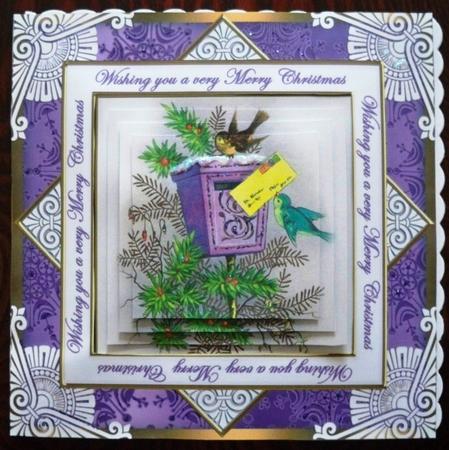 Lilac Postbox Wu Merry Christmas Diamond Megacoupage Cf Kit by Helen Gomm