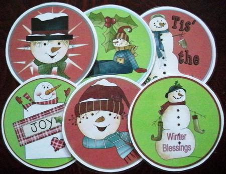 Coasters - So Cute Snowmen by Helen Gomm