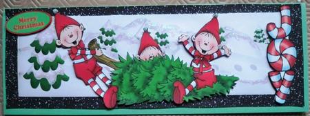 Santas Elves Playing in the Snow Dl by Helen Gomm