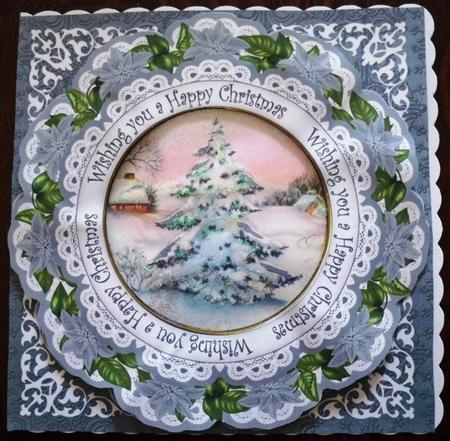 Snow Tree Wu Happy Christmas 8in Doily Shaker Cf Mini Kit by Helen Gomm