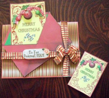 Red & Gold Christmas Card Minikit by Helen Gomm