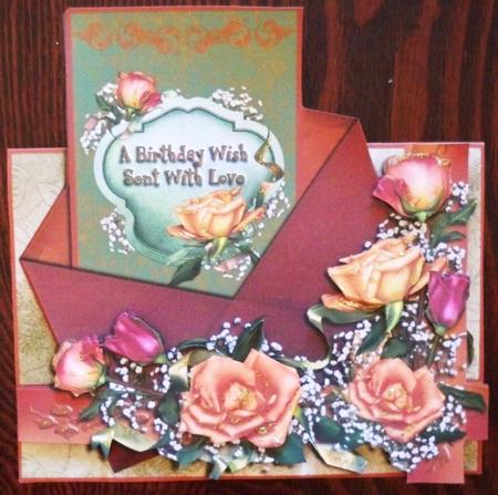 Peach & Purple Roses Birthday Card Minikit by Helen Gomm