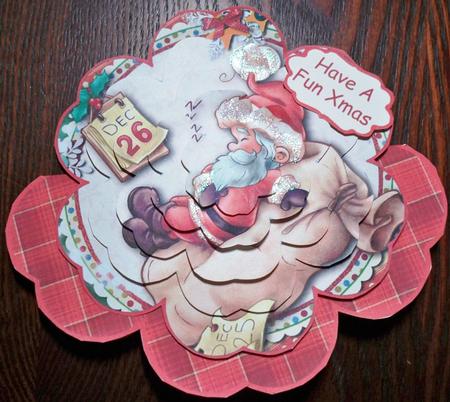 Santa's Rest Day 7x7 Petal Card by Helen Gomm