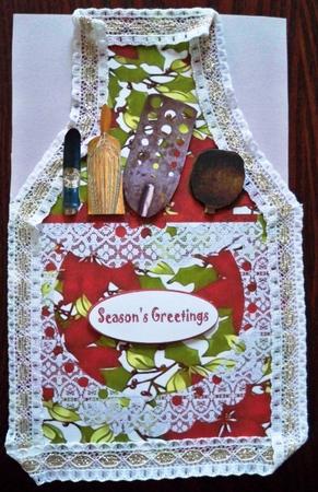 Apron Christmas Cut & Fold Card & Decoupage by Helen Gomm
