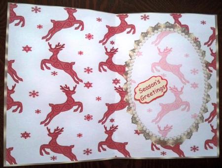 Christmas Riegndeer, Gold Lace and Pearl Insert by Helen Gomm