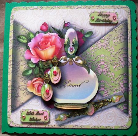 Perfume and Jewels Mock Wrap Card Front by Helen Gomm