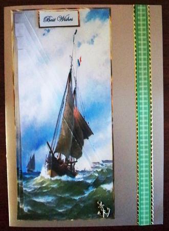 Fishing Boats Dl Card with Triangle Stackers by Helen Gomm