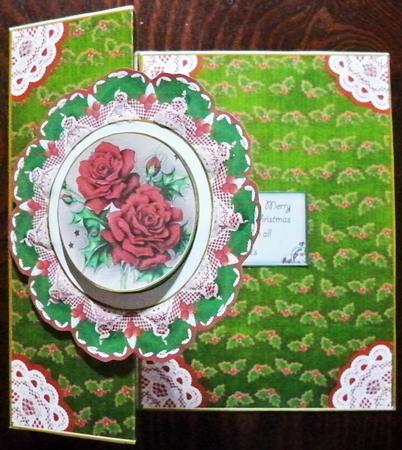 Red Roses Doily Faux Fold Back Card Mini Kit by Helen Gomm