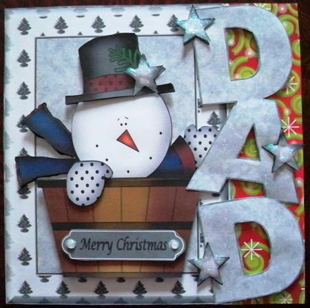 Snowman in Barrel Dad Card by Helen Gomm