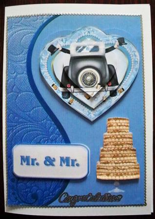 Mr & Mr Blue Heart Pyramid Topper by Helen Gomm