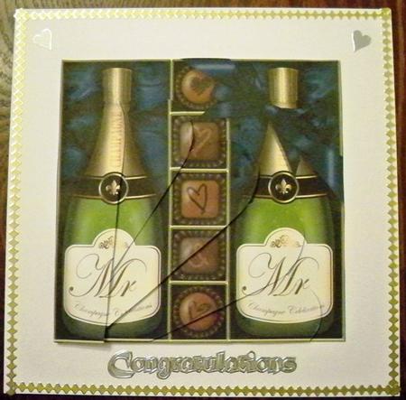 Mr & Mr Champers N Chocs Fan Pyramage Topper by Helen Gomm