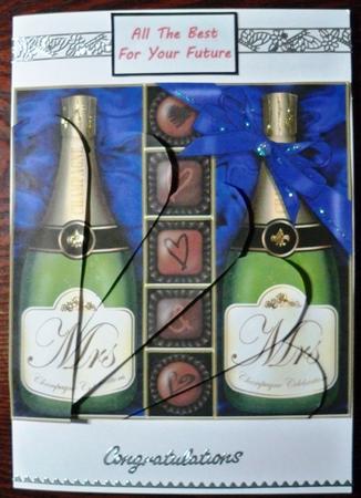 Mrs & Mrs Champers N Chocs Fan Pyramage Topper by Helen Gomm