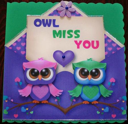 Owl Miss You Envelope Shaped Topper by Helen Gomm