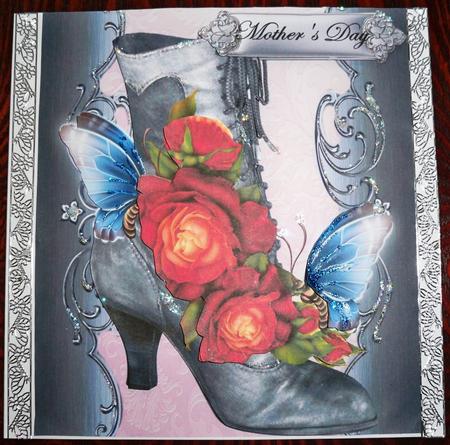 Mother's Day Floral Boot 2 Fronted Card Mini Kit by Helen Gomm