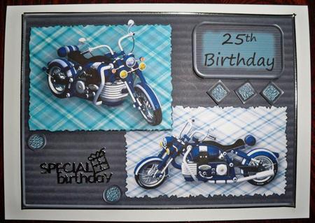 Blue Motor Bike Ages Card Topper by Helen Gomm