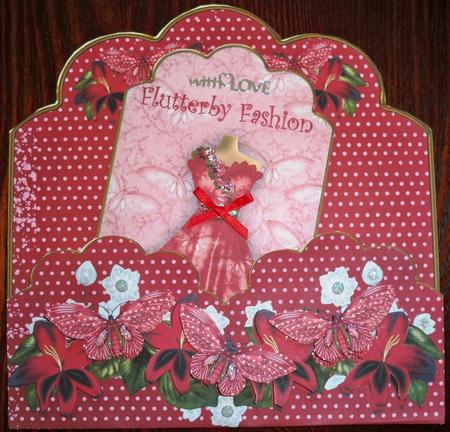 Red Butterfly Flutterby Fashion Scallop Tag Cf Mini Kit by Helen Gomm