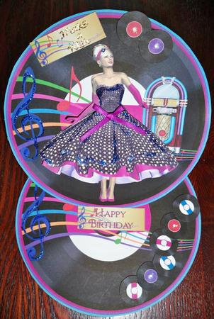 Rock and Roll Lady Round Easel Card Mini Kit by Helen Gomm