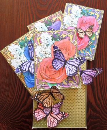 Butterflies & Roses Cards in a Box & Fridge Magnet by Helen Gomm