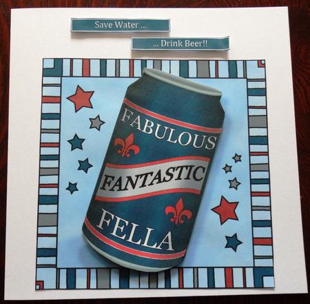Fabulous Fella Beer Can Matching Square Insert by Helen Gomm