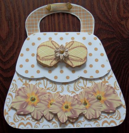Mini Kit Bag Card Bow & Flowers by Helen Gomm