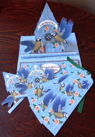 Blue Tit Easel Card Kit with Bird House by Helen Gomm