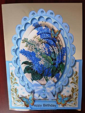 Beautiful White and Blue Lilac Topper or Easal , Pyramid by Helen Gomm