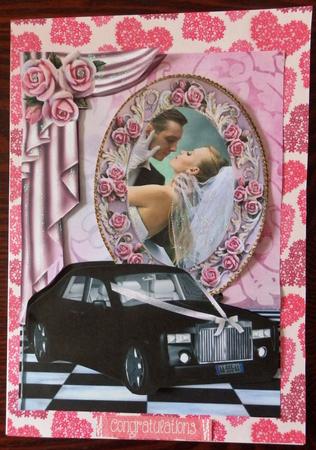Pink Roses, Wedding Car, Wedding Couple A4 by Helen Gomm