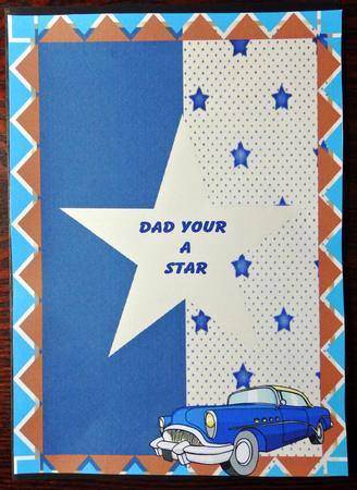 A4 Dark Blue and Cream Stars Card Front by Helen Gomm