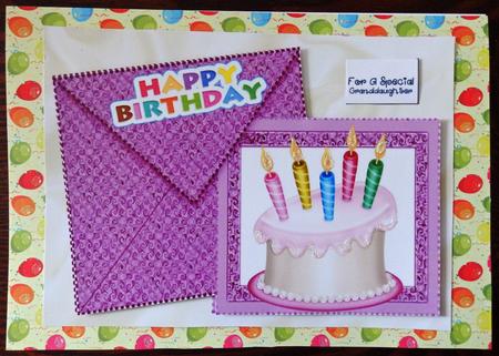 Birthday Cake on Envelope & Card A4 by Helen Gomm